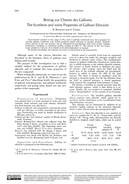 Beitrag Zur Chemie Des Galliums the Synthesis and Some Properties of Gallium Ethoxide