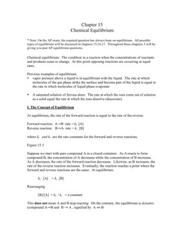 Chapter 15 Chemical Equilibrium