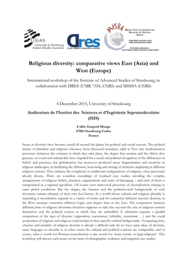 Religious Diversity: Comparative Views East (Asia) and West (Europe)