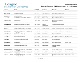 Meeting Category 5 & 6 O Rchestras: 2011-12 S