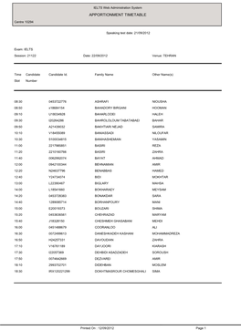 Apportionment Timetable