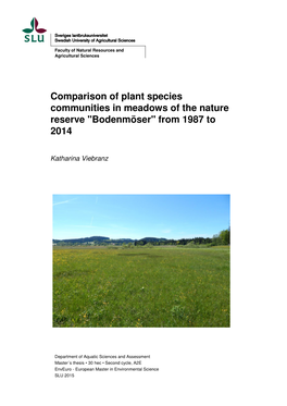 Comparison of Plant Species Communities in Meadows of the Nature Reserve 