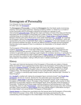 Enneagram of Personality from Wikipedia, the Free Encyclopedia for Other Uses, See Enneagram