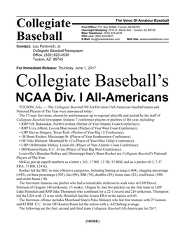 Collegiate Baseball Release