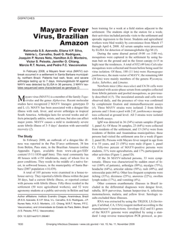 Mayaro Fever Virus, Brazilian Amazon