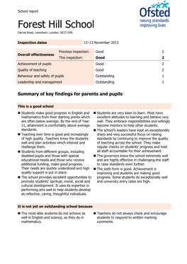 Forest Hill School Dacres Road, Lewisham, London, SE23 2XN