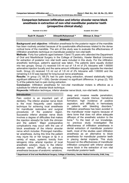 Comparison Between Infiltration and Inferior Alveolar Nerve Block Anesthesia in Extraction of Non-Vital Mandibular Posterior Teeth (Prospective Clinical Study)