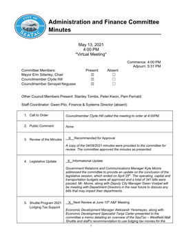 Administration and Finance Committee Minutes