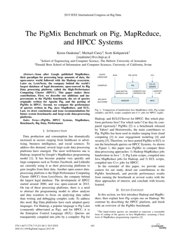 The Pigmix Benchmark on Pig, Mapreduce, and HPCC Systems