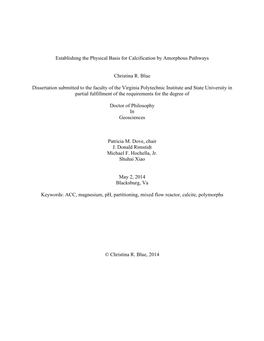 Establishing the Physical Basis for Calcification by Amorphous Pathways