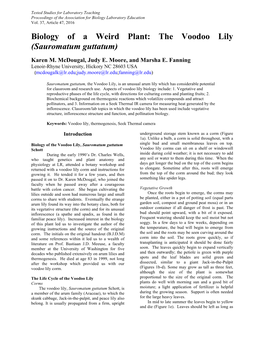 Biology of a Weird Plant: the Voodoo Lily (Sauromatum Guttatum)