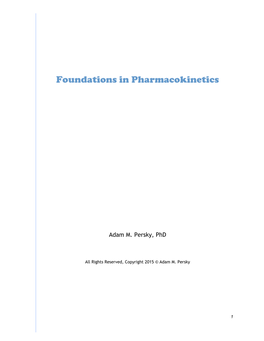 Foundations in Pharmacokinetics