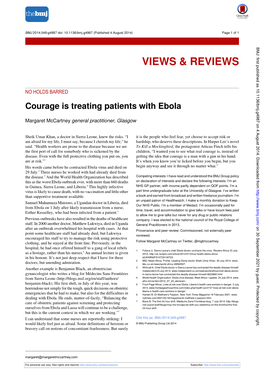 Courage Is Treating Patients with Ebola