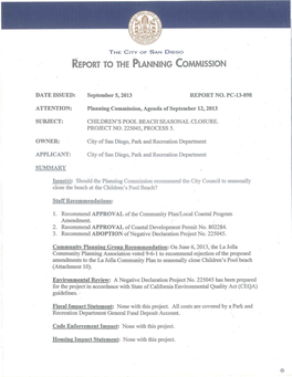Report To· the Planning Commission