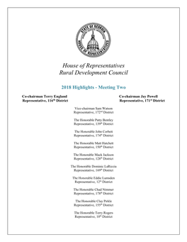 House of Representatives Rural Development Council