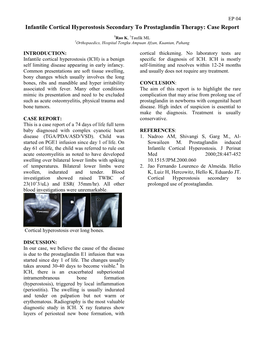 Infantile Cortical Hyperostosis Secondary to Prostaglandin Therapy: Case Report