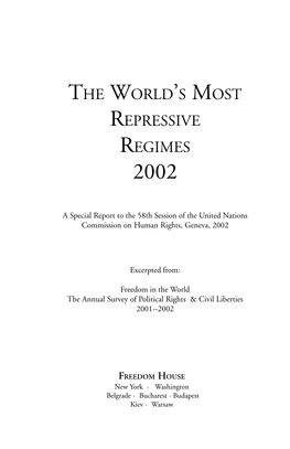 The World's Most Repressive Regimes 2002