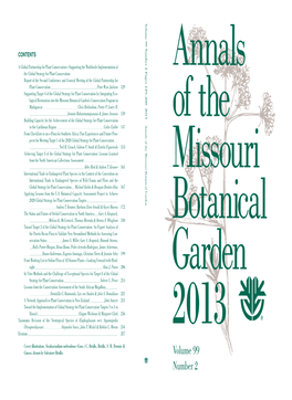 Volume 99 Number 2 Pages 129–288 2013 Annals of the Missouri Botanical Garden 139 180 287 ______John Sawyer 231 Colin Clubbe 147 Alan J