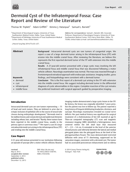 Dermoid Cyst of the Infratemporal Fossa: Case Report and Review of the Literature