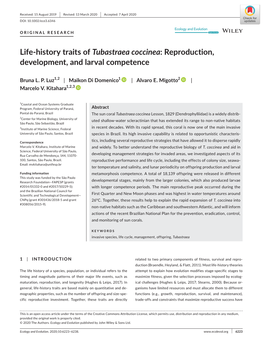Life‐History Traits of Tubastraea Coccinea