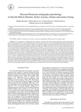 Pliocene-Pleistocene Stratigraphic Paleobiology at Altavilla Milicia (Palermo, Sicily): Tectonic, Climatic and Eustatic Forcing