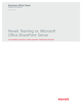 Novell® Teaming Vs. Microsoft* Office Sharepoint* Server