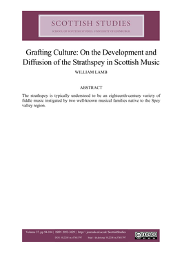 On the Development and Diffusion of the Strathspey in Scottish Music WILLIAM LAMB