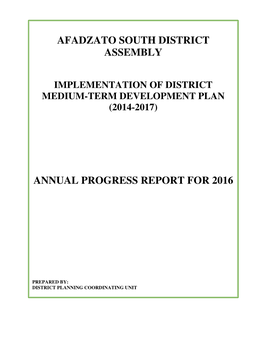 Afadzato South District Assembly Annual Progress