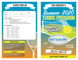 Tim Pawsa Class Sign-Up