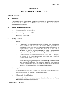 Section 03300 Cast-In-Place Concrete Structures