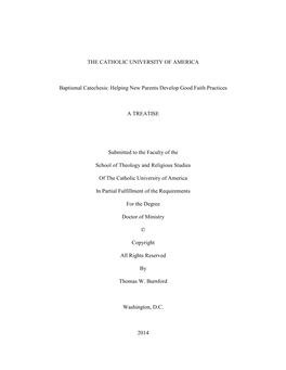 THE CATHOLIC UNIVERSITY of AMERICA Baptismal Catechesis