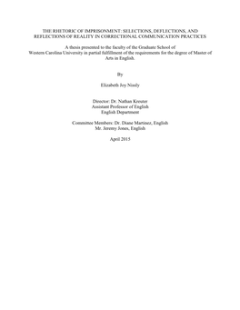 The Rhetoric of Imprisonment: Selections, Deflections, and Reflections of Reality in Correctional Communication Practices