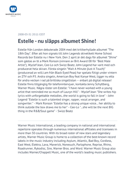 Estelle - Nu Släpps Albumet Shine!