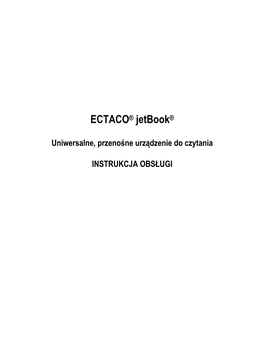 ECTACO® Jetbook® – Instrukcja Obsługi