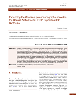 Expanding the Cenozoic Paleoceanographic Record in the Central Arctic Ocean: IODP Expedition 302 Synthesis