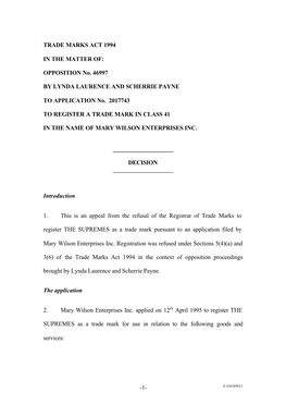 Trade Mark Opposition Decision (O/478/02)