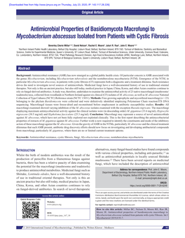 Antimicrobial Properties of Basidiomycota Macrofungi to Mycobacterium Abscessus Isolated from Patients with Cystic Fibrosis