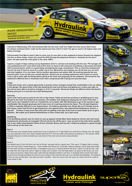 ANDRE HEIMGARTNER REPORT NZ SUPERTOURERS Endurance RD3 Pukekohe 29-30 Nov 2014