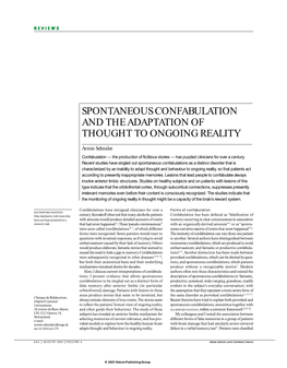 Spontaneous Confabulation and the Adaptation of Thought to Ongoing Reality