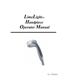 Limelight Handpiece Operator Manual--English