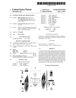 (12) United States Patent (10) Patent No.: US 8.412,675 B2 Alvarado Et Al