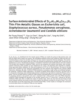 Surface Antimicrobial Effects of Zr61al7.5Ni10cu17.5Si4 Thin Film