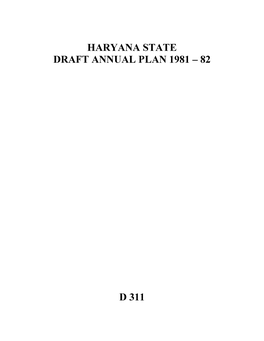 Haryana State Draft Annual Plan 1981 - 82