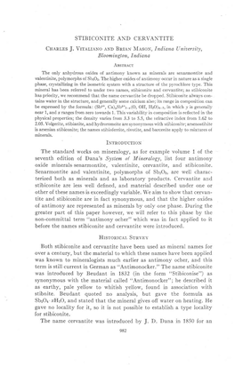 STIBICONITE and CERVANTITE Cnnnrns J. Vrurr.R.No Axo Bnren N