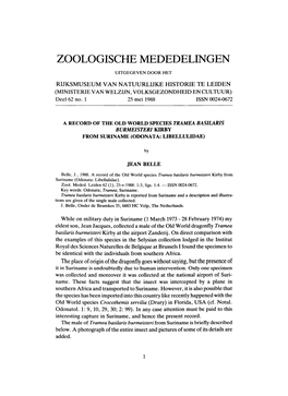 Zoologische Mededelingen