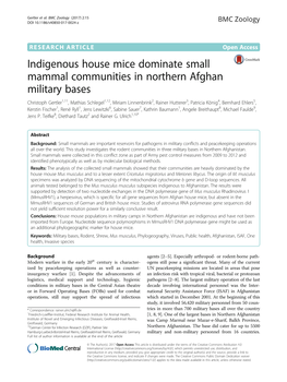 Indigenous House Mice Dominate Small Mammal Communities in Northern Afghan Military Bases