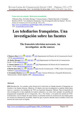 Los Telediarios Franquistas. Una Investigación Sobre Las Fuentes”