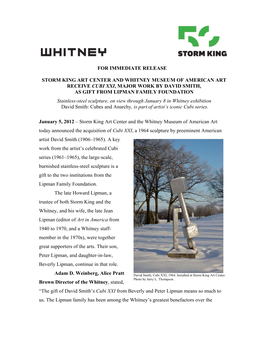 For Immediate Release Storm King Art Center And