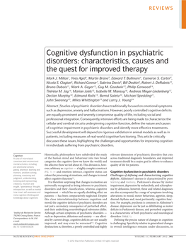 Cognitive Dysfunction in Psychiatric Disorders: Characteristics, Causes and the Quest for Improved Therapy