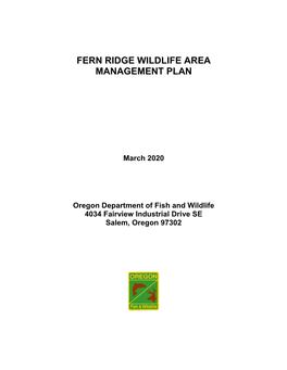 Fern Ridge Wildlife Area Management Plan